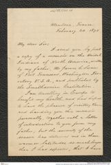 Nachlass Franz Steindachner, Brief von Charles H. Swan an Franz Steindachner (20.02.1875), Inv.Nr. 531.01, Seite 1
